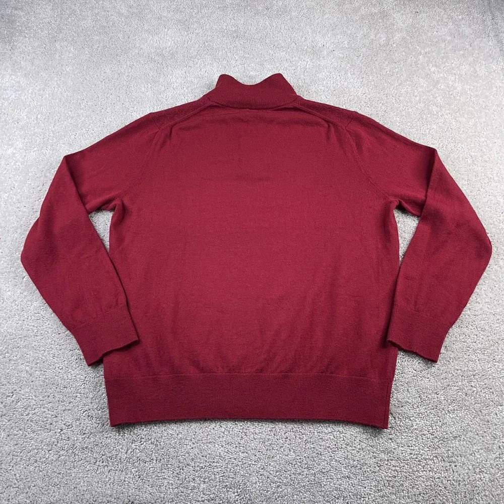Banana Republic Mens Sweater XL Red Merino Wool Quarter Zip Pullover Casual Prep